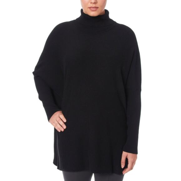 NEW JOSEPH A. Black Turtleneck Pullover Poncho Sweater Size M - Picture 1 of 7